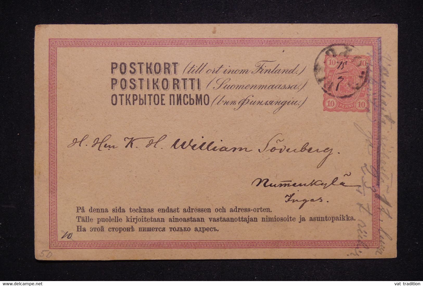 FINLANDE - Entier Postal ( Administration Russe ) Voyagé En 1887 - L 125375 - Brieven En Documenten