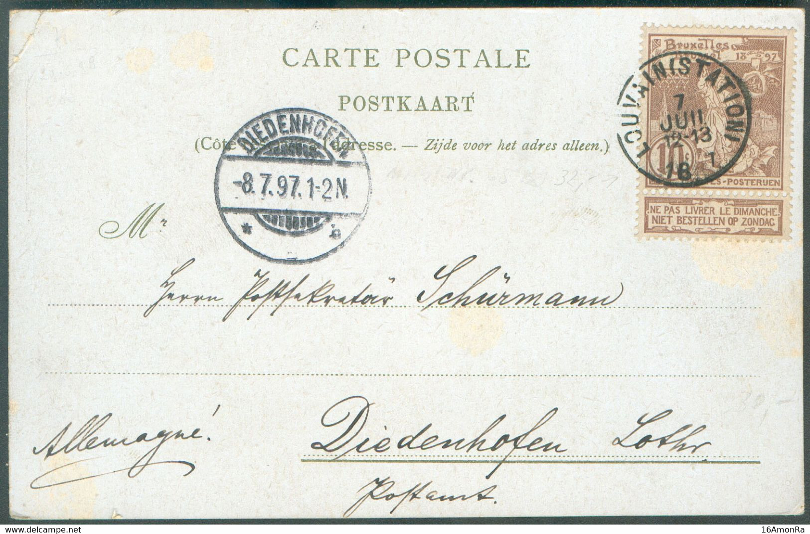 N°72 - 10c. Brun EXPOSITION De BRUXELLES Obl. Sc LOUVAIN (STATION) Sur Carte Illustrée (Souvenir De L'Exposition Interna - 1894-1896 Esposizioni
