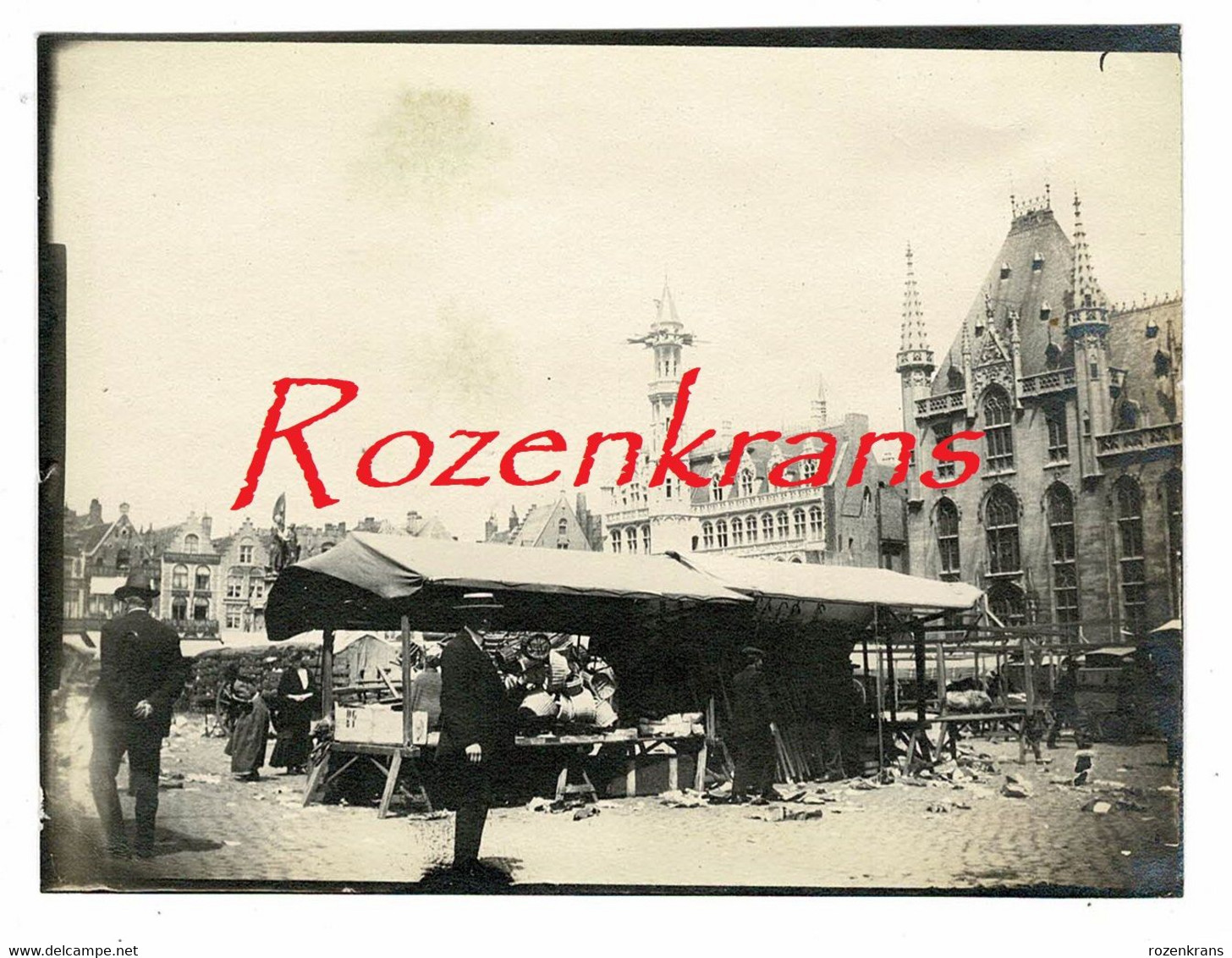 Unieke Oude Foto Old Photo Ancienne (+/-1910) Brugge Grote Markt Geanimeerd Marktdag Marche - Brugge