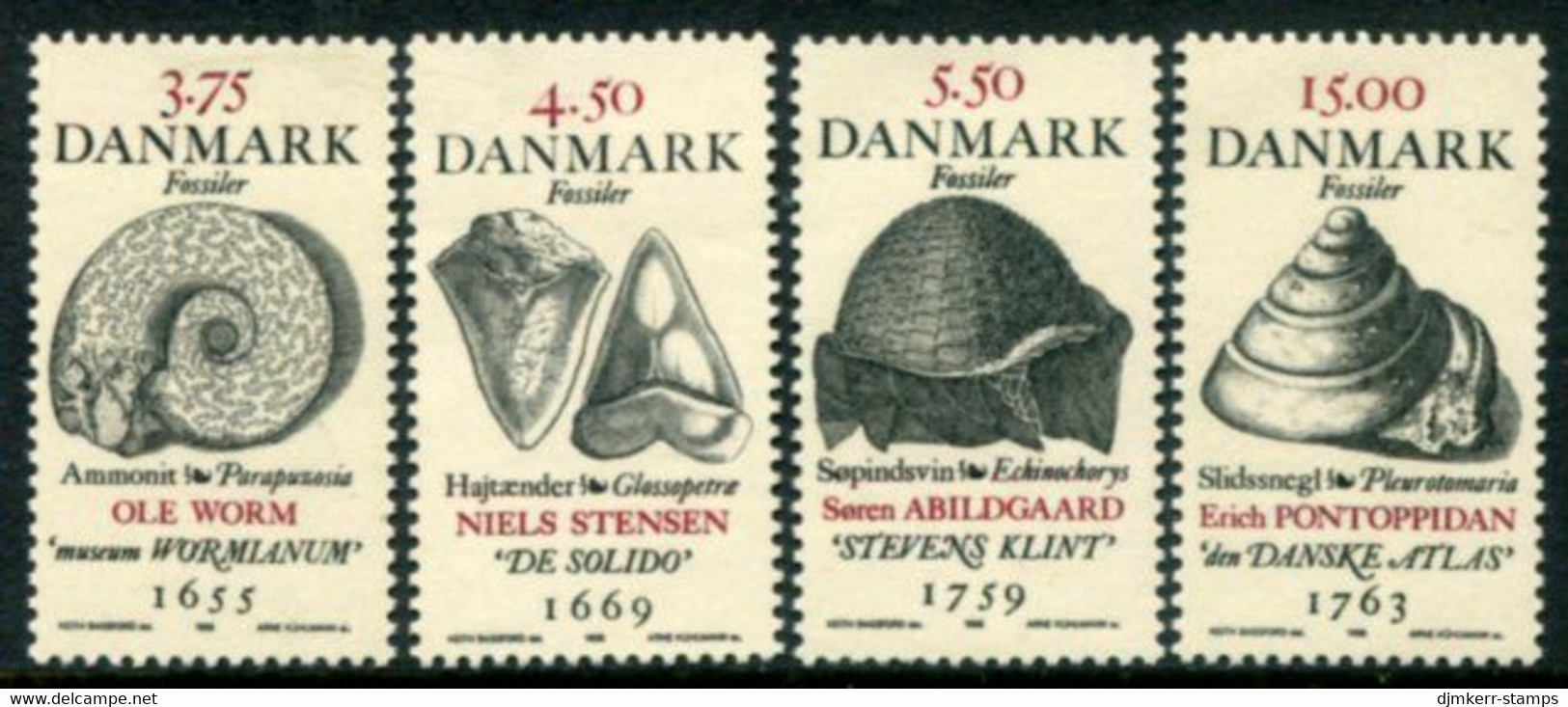 DENMARK 1998 Fossils  MNH / **.  Michel 1195-98 - Unused Stamps