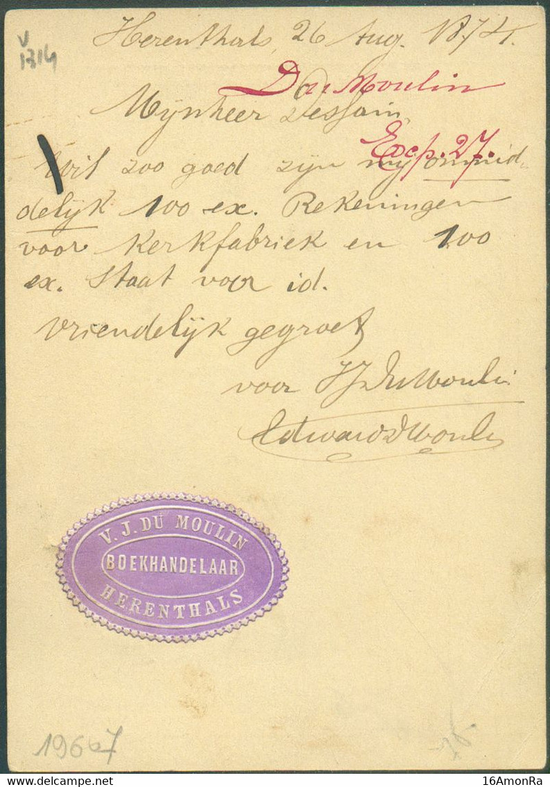 E.P. Carte 5 Centimes Lilas Sur Crème Avec Mention CARTE-CORRESPONDANCE (biffée) Remplacée Par BRIEFKAART (rare) Obl. Dc - Cartoline 1871-1909