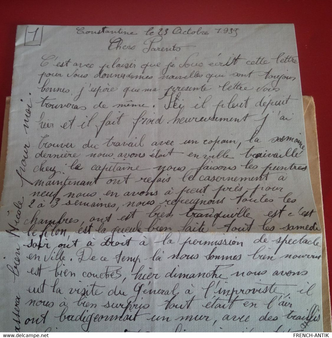 LETTRE AVEC COURRIER CONSTANTINE POUR ST MESME PAR DOURDAN 1939 CORRESPONDANCE MILITAIRE ZOUAVES - Lettres & Documents