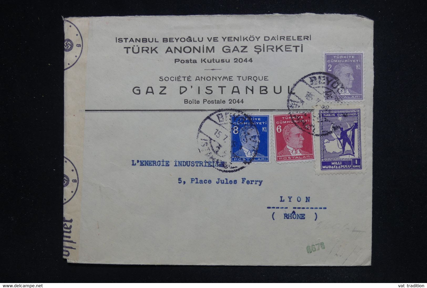 TURQUIE - Enveloppe Commerciale De Istanbul Pour La France Avec Contrôle Postal Allemand - L 125437 - Covers & Documents