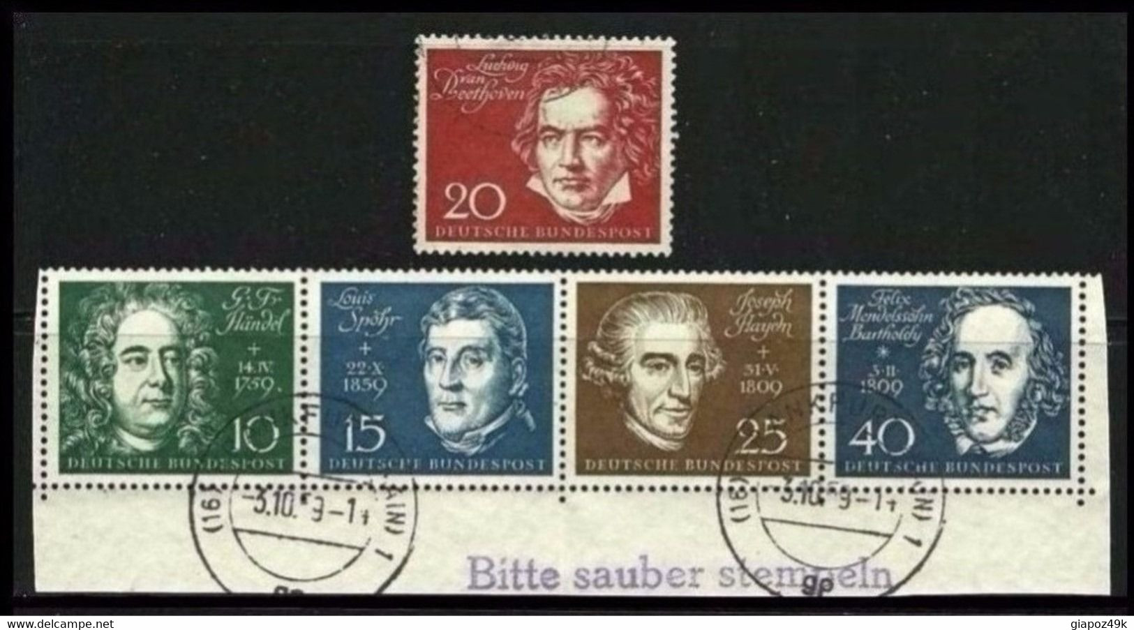 ● GERMANIA R.F.T. 1959  BEETHOVEN  N. 188 / 92 Usati  Serie Completa Cat. 65,00 € ️ Lotto N. 1455 ️ - Gebraucht