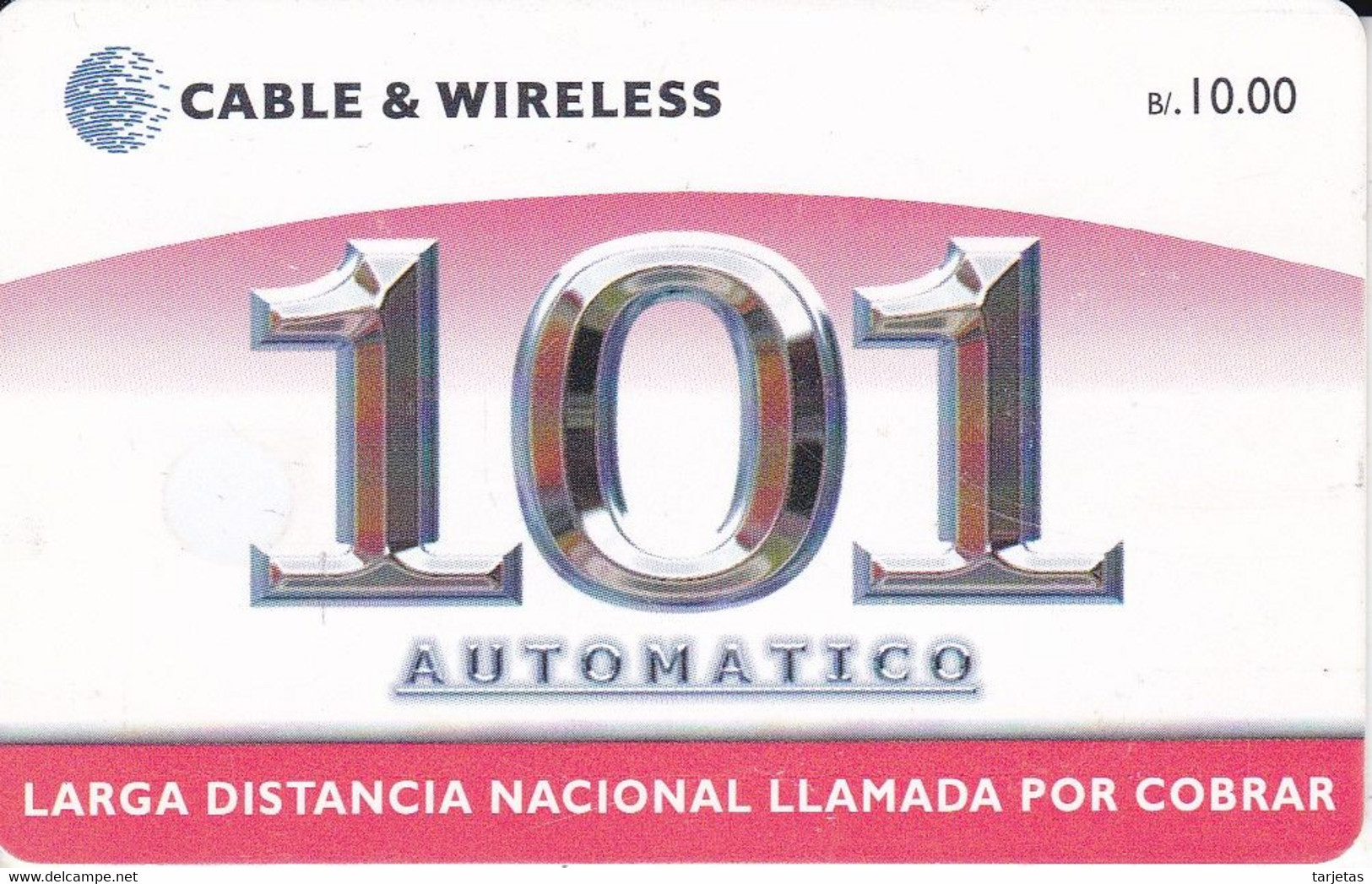 TARJETA DE PANAMA DE CABLE & WIRELESS DE 101 AUTOMATICO - Panama