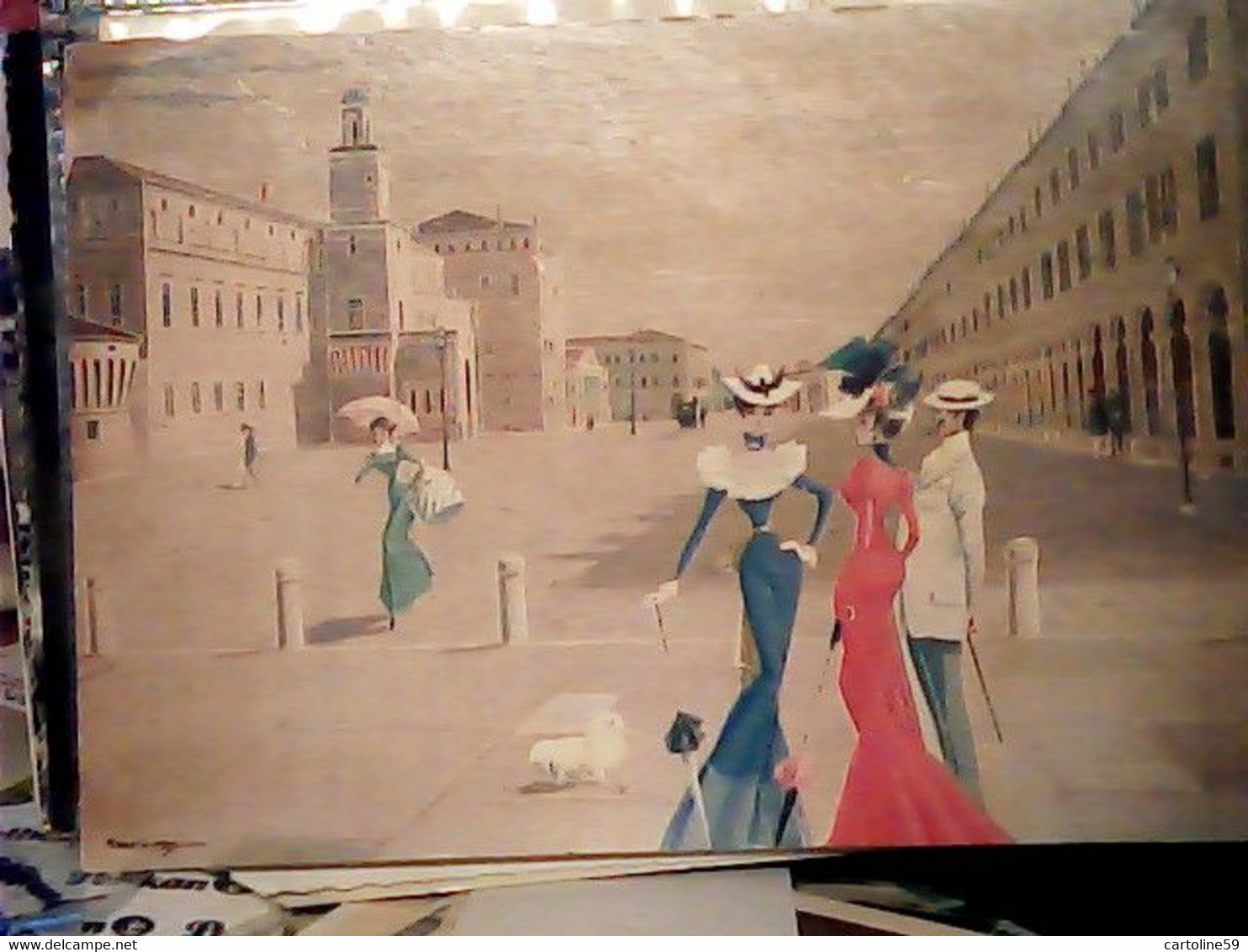 MARIO MOLINARI CARPI ILLUSTRATA PIAZZA MARTIRI FINE SECOLO N1990 IR10179 - Carpi