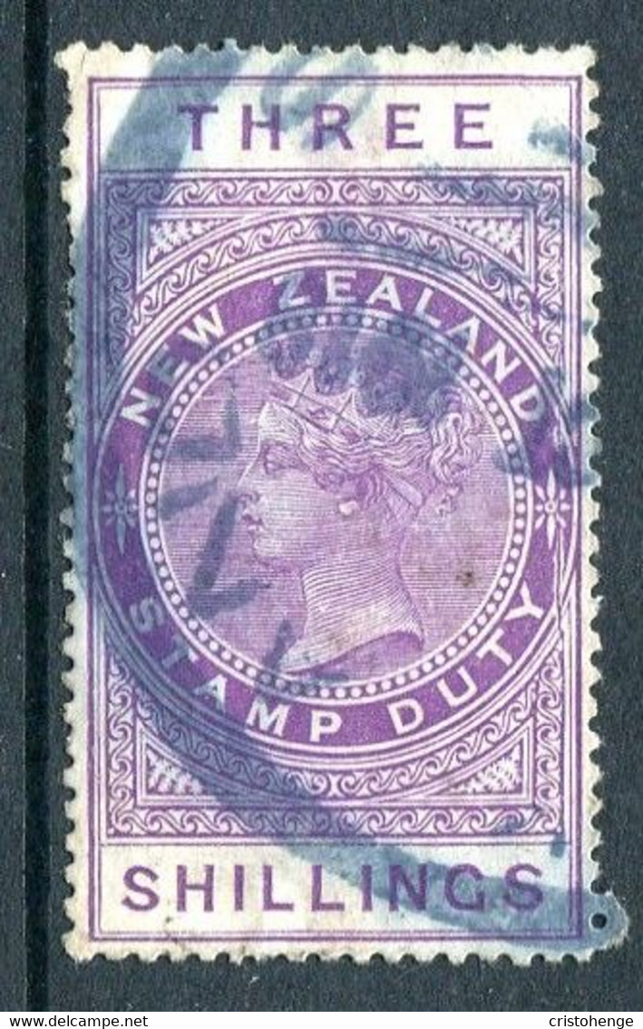 New Zealand 1882-1930 QV Longtype Fiscal Revenue - P.14½ X 14 - Mult. Wmk. - 3/- Mauve Parcel Post Used (SG F92) - Fiscali-postali