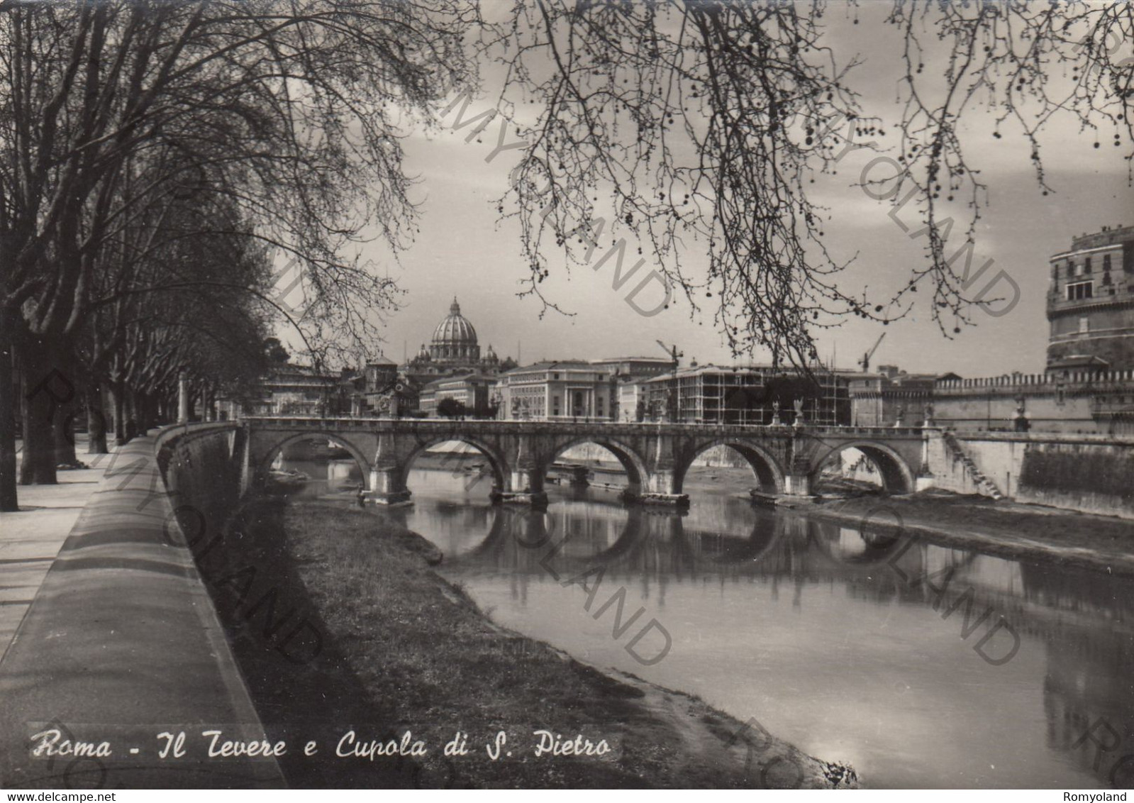 CARTOLINA  ROMA,LAZIO,IL TEVERE E CUPOLA DI S.PIETRO,BELLA ITALIA,STORIA,MEMORIA,CULTURA,RELIGIONE,NON VIAGGIATA - Fiume Tevere