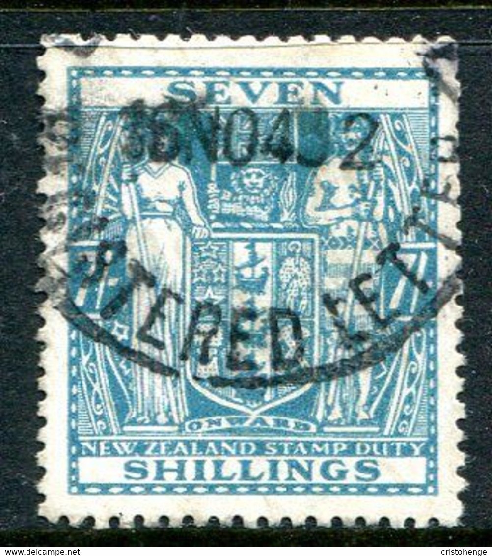 New Zealand 1931-40 Arms Type Fiscal Revenue - Cowan Paper - 7/- Blue Used (SG F151) - Fiscaux-postaux