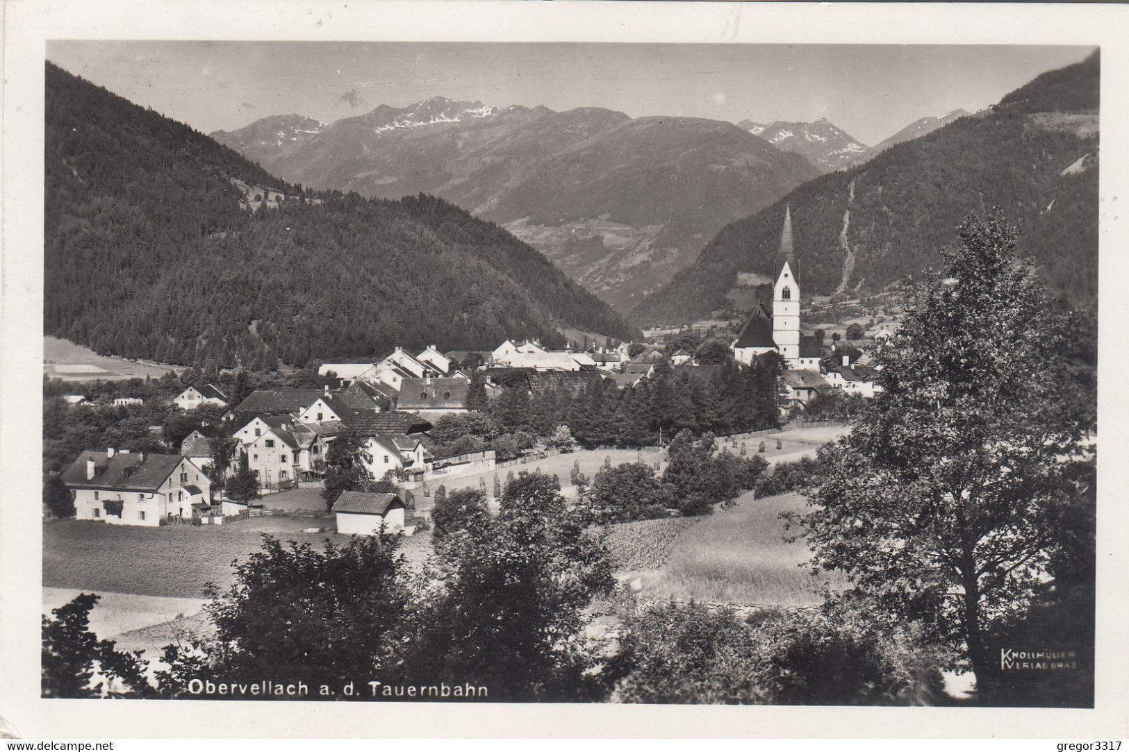 B4167) OBERVELLACH A. D. Tauernbahn - Kirche Häuser ALT !!! 1939 - Obervellach