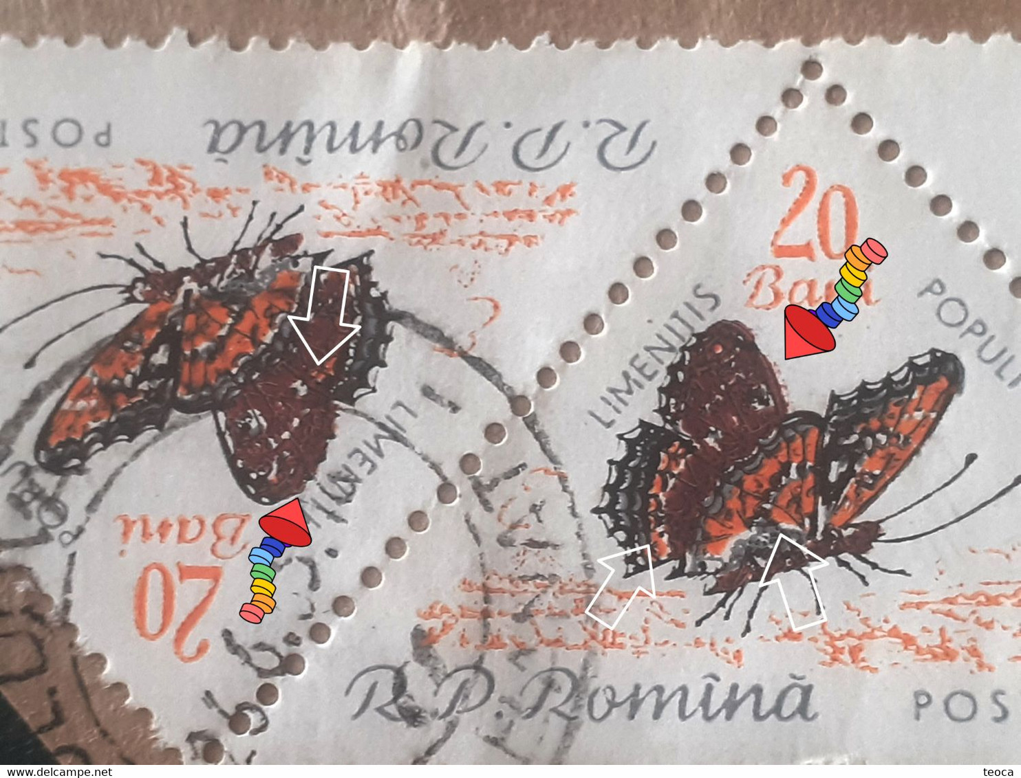 Errors Romania 1960 # Mi 1919  Color Printing Out Butterfly Wings  Used - Variétés Et Curiosités