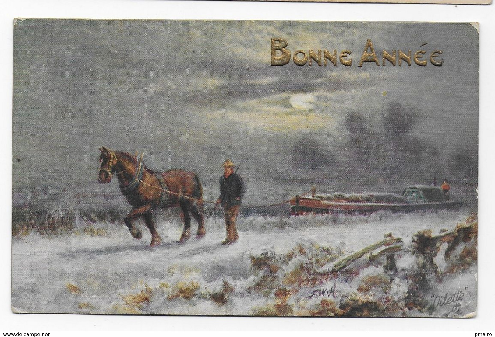 CPA Bonne Année Raphael Tucks & Sons Oilette White Winter Départ La Rochette 1918 - Anno Nuovo