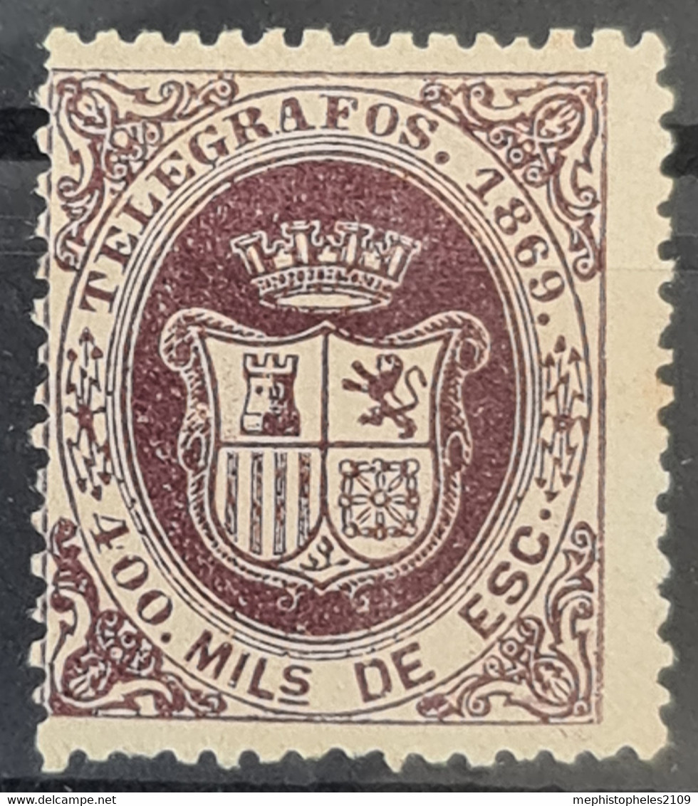 SPAIN 1869 - MNH - Edif. # 30 - TELEGRAFOS 400 MdE - Telegrafi