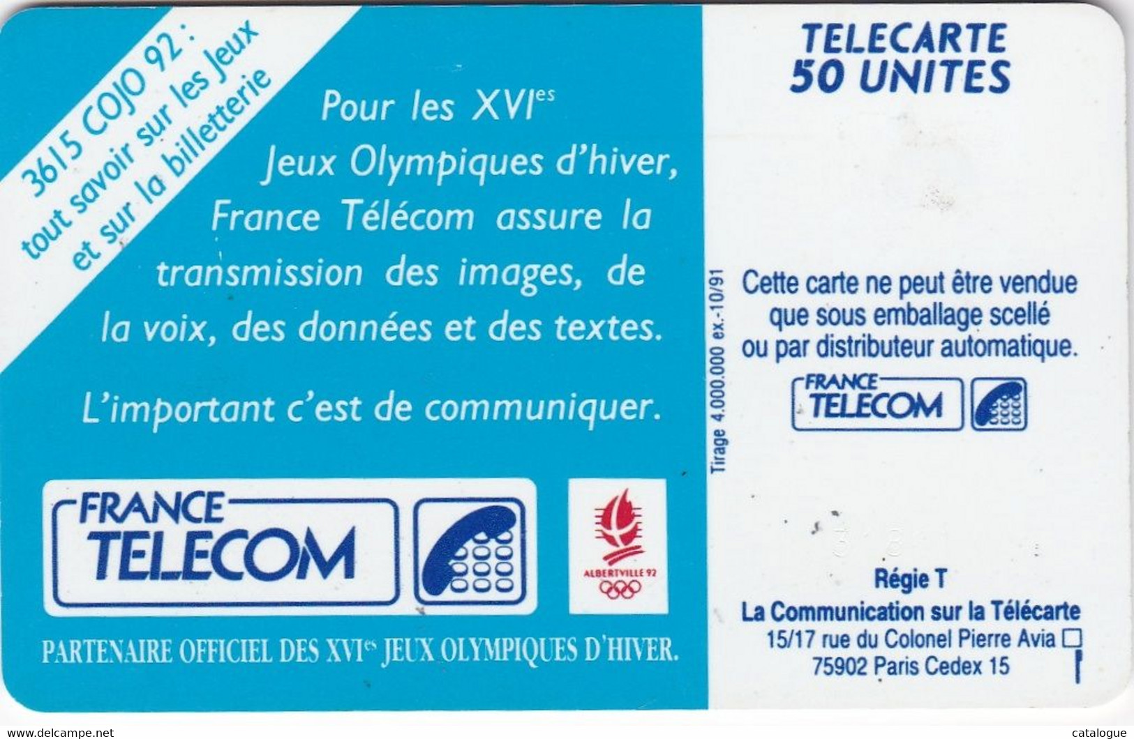 TELECARTE XVI Jeux Olympiques D'hiver - Olympische Spelen