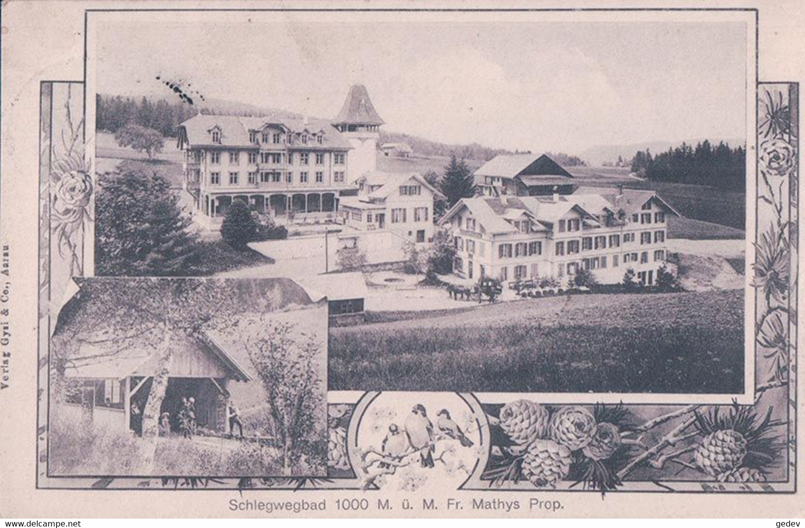 Linden BE Schlegwegbad, Café, Restaurant Diligence, Attelage, 2 Vues (23.7.1908) - Linden