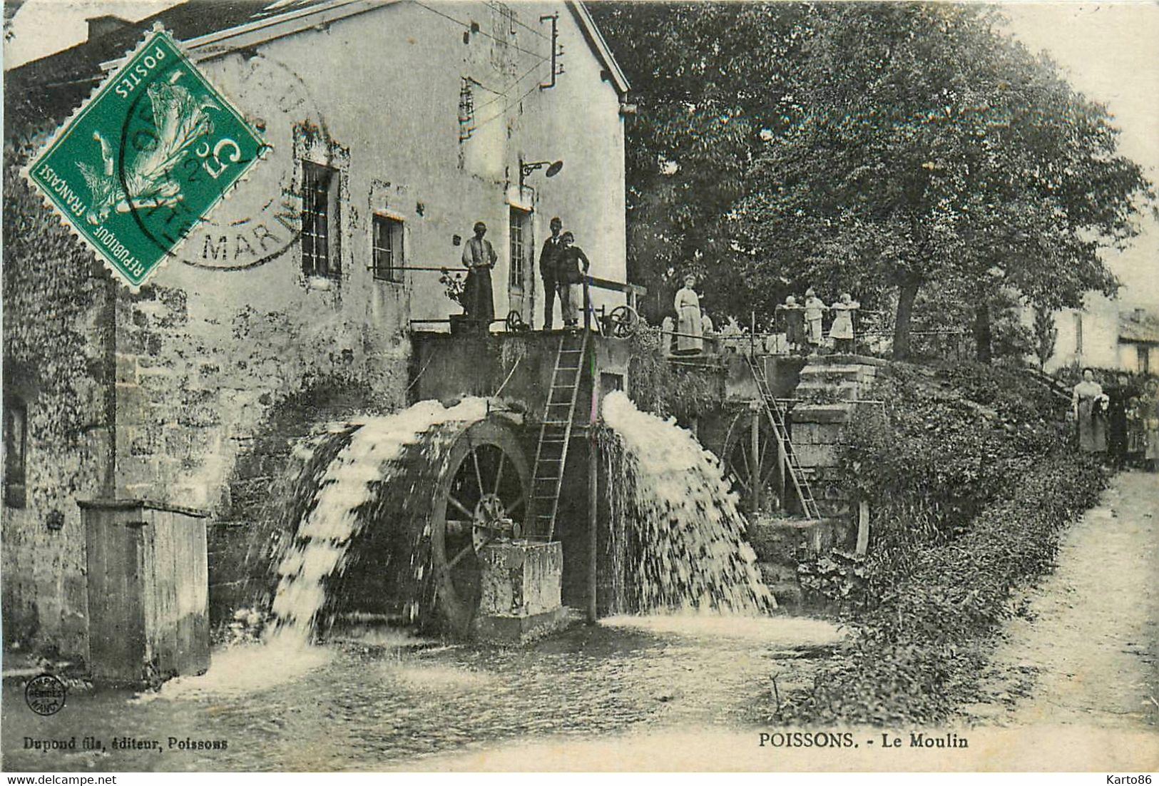 Poissons * Le Moulin * Minoterie Roue Eau * Villageois - Poissons