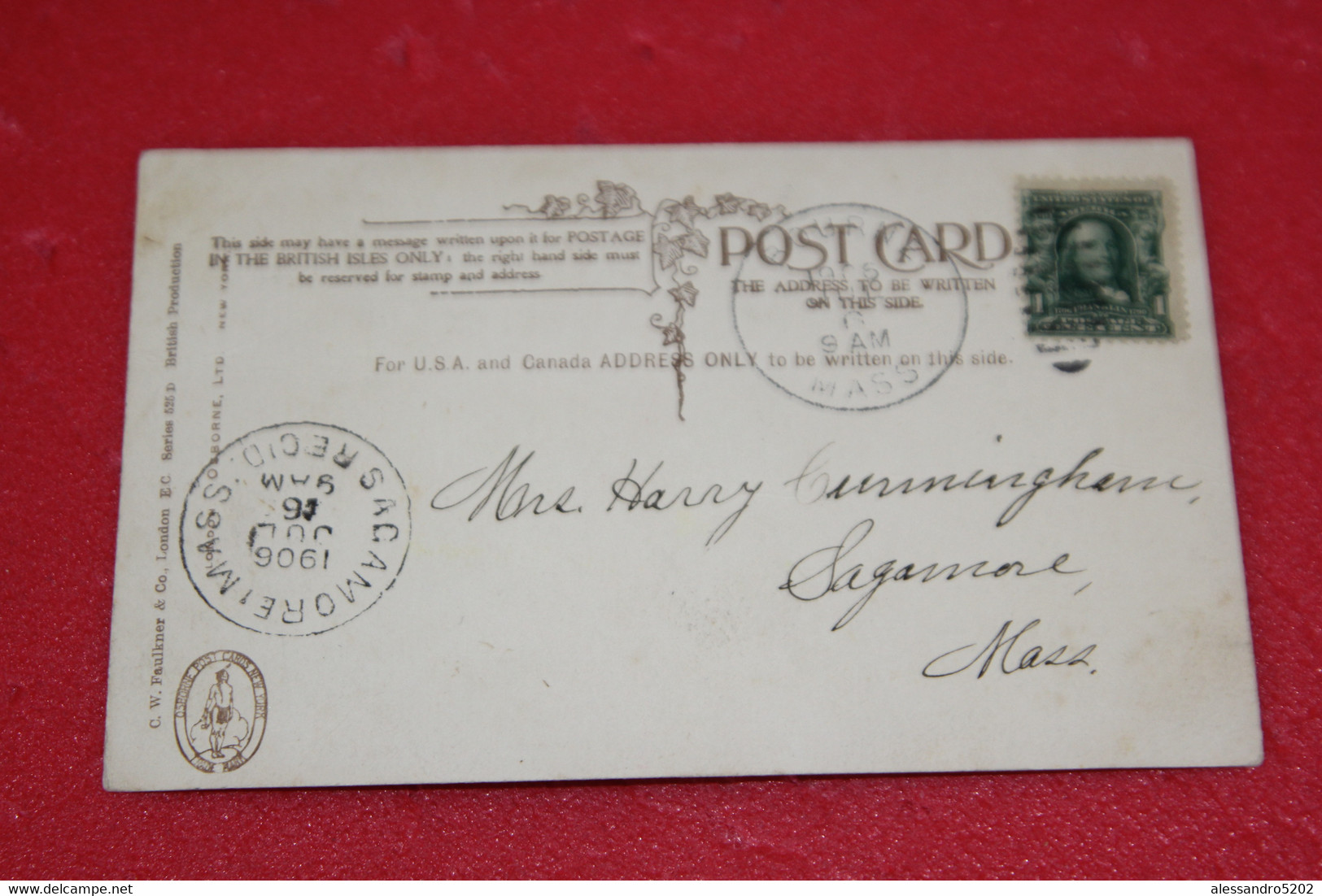 IOM Port Erin 1906 + Ship To USA Mass - Isle Of Man