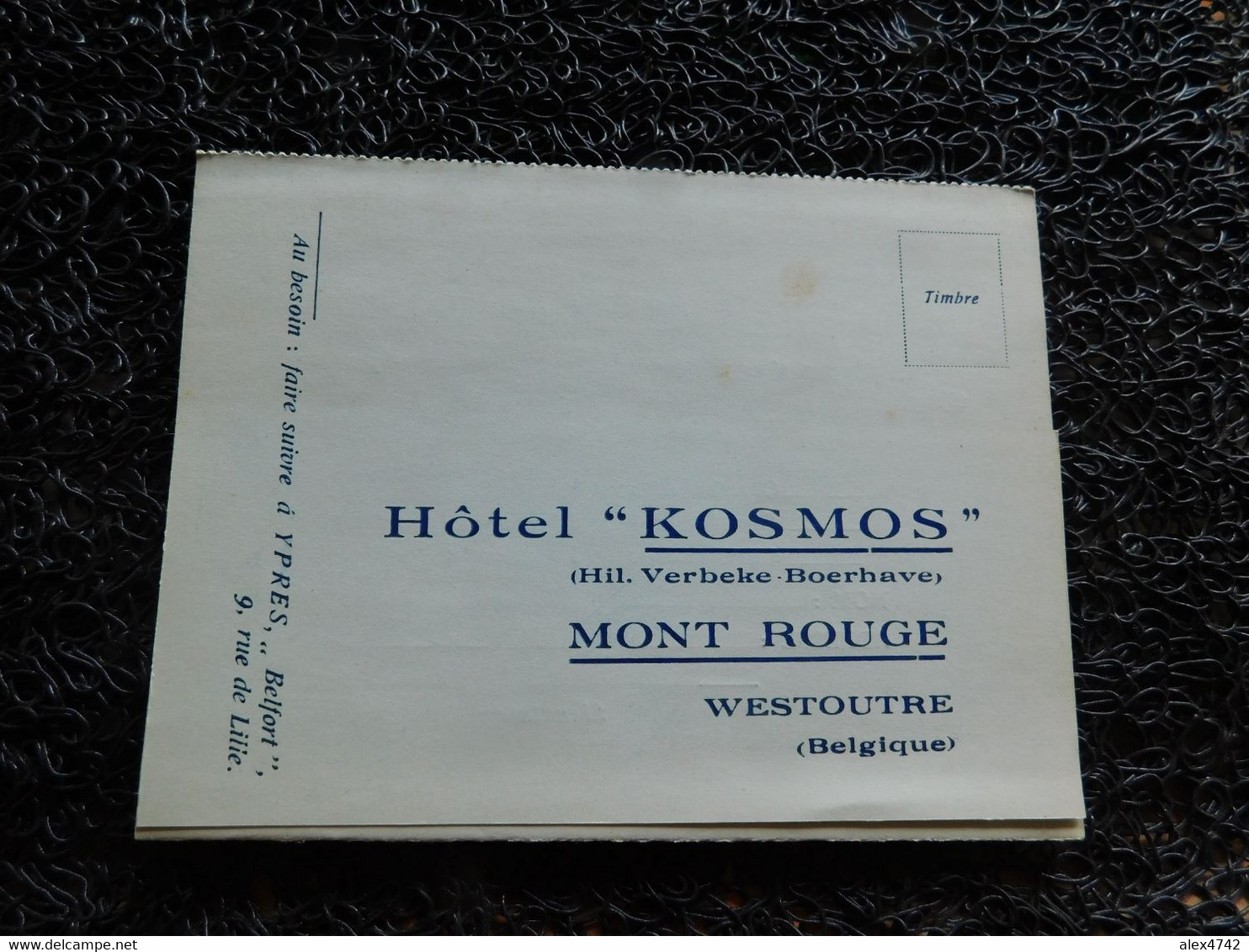 Dépliant Publicitaire : Hôtel Kosmos, Mont Rouge, Westoutre  (A13) - Heuvelland