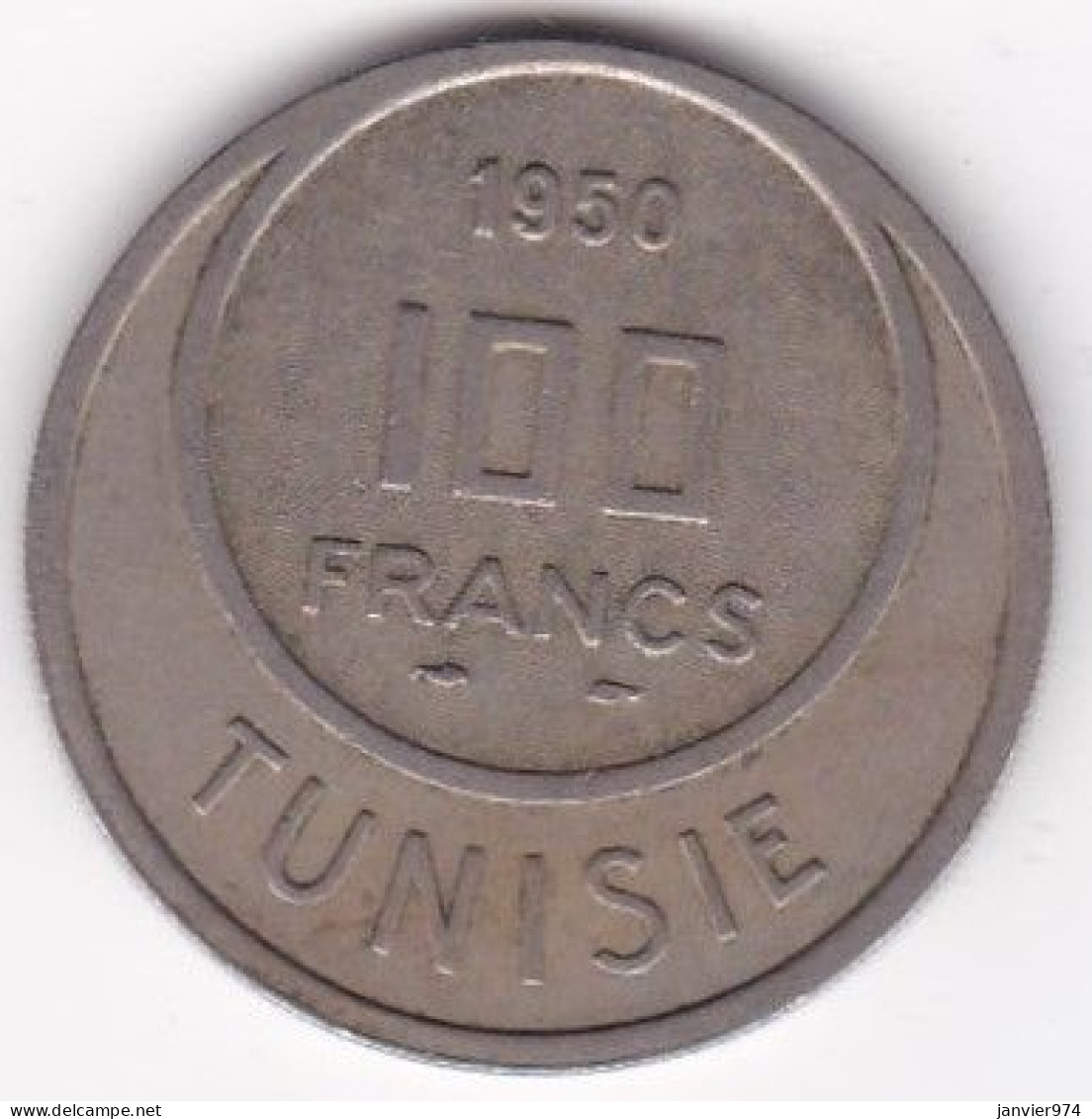 Tunisie Protectorat Français . 100 Francs 1950 - AH 1370. En Cupronickel - Túnez