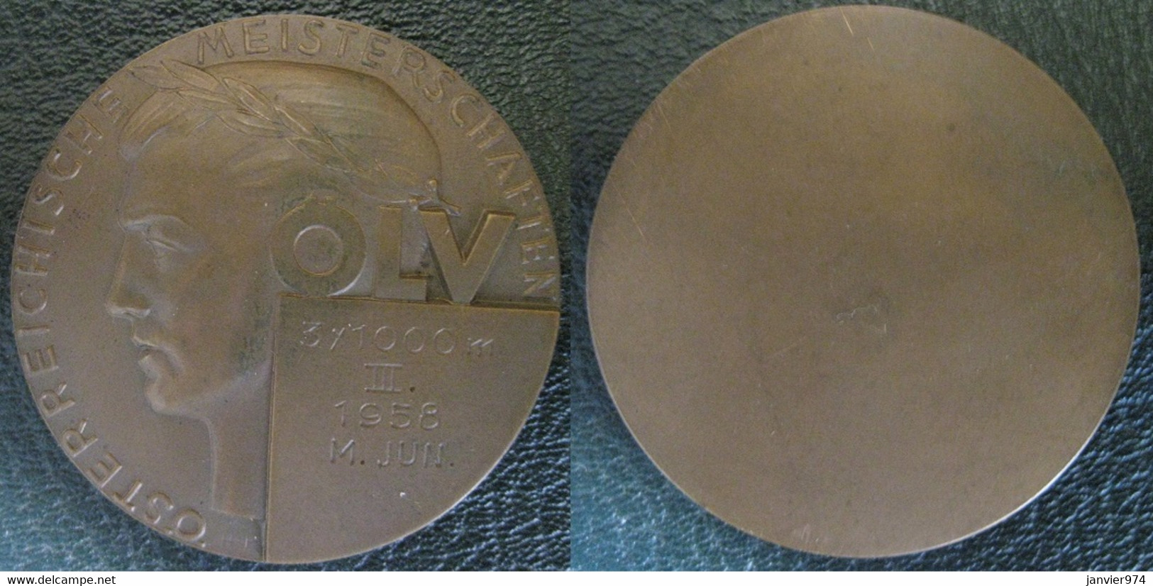 Médaille Championnats D'Autriche . Course à Pied 3 X 1000 M 1958. IIIe M. JUN - Österreichische Meisterschaften - Altri & Non Classificati
