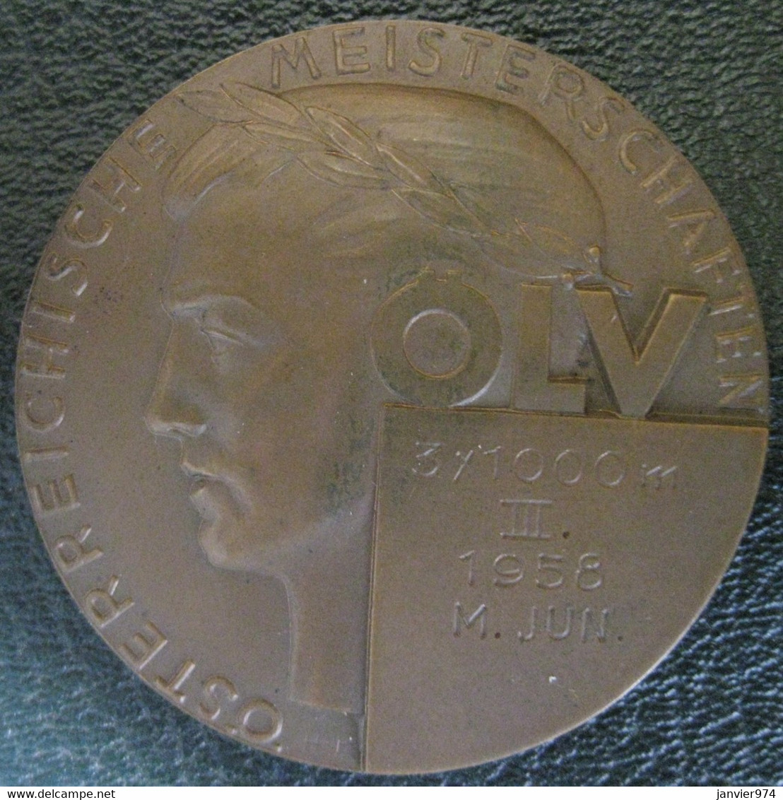 Médaille Championnats D'Autriche . Course à Pied 3 X 1000 M 1958. IIIe M. JUN - Österreichische Meisterschaften - Autres & Non Classés