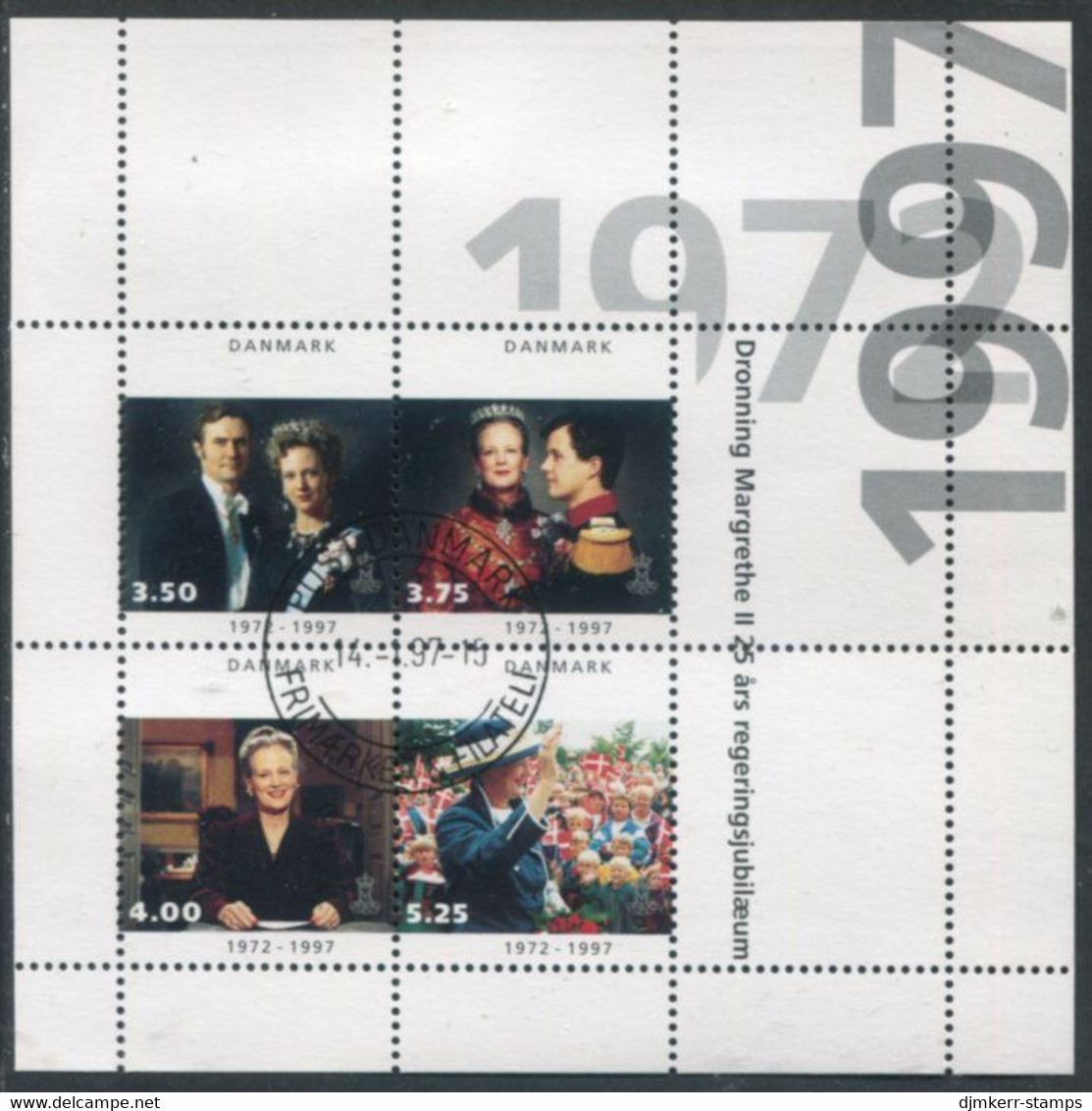 DENMARK 1997 25th Anniversary Of Regency Sheetlet Used.  Michel 1142-45 Kb - Used Stamps