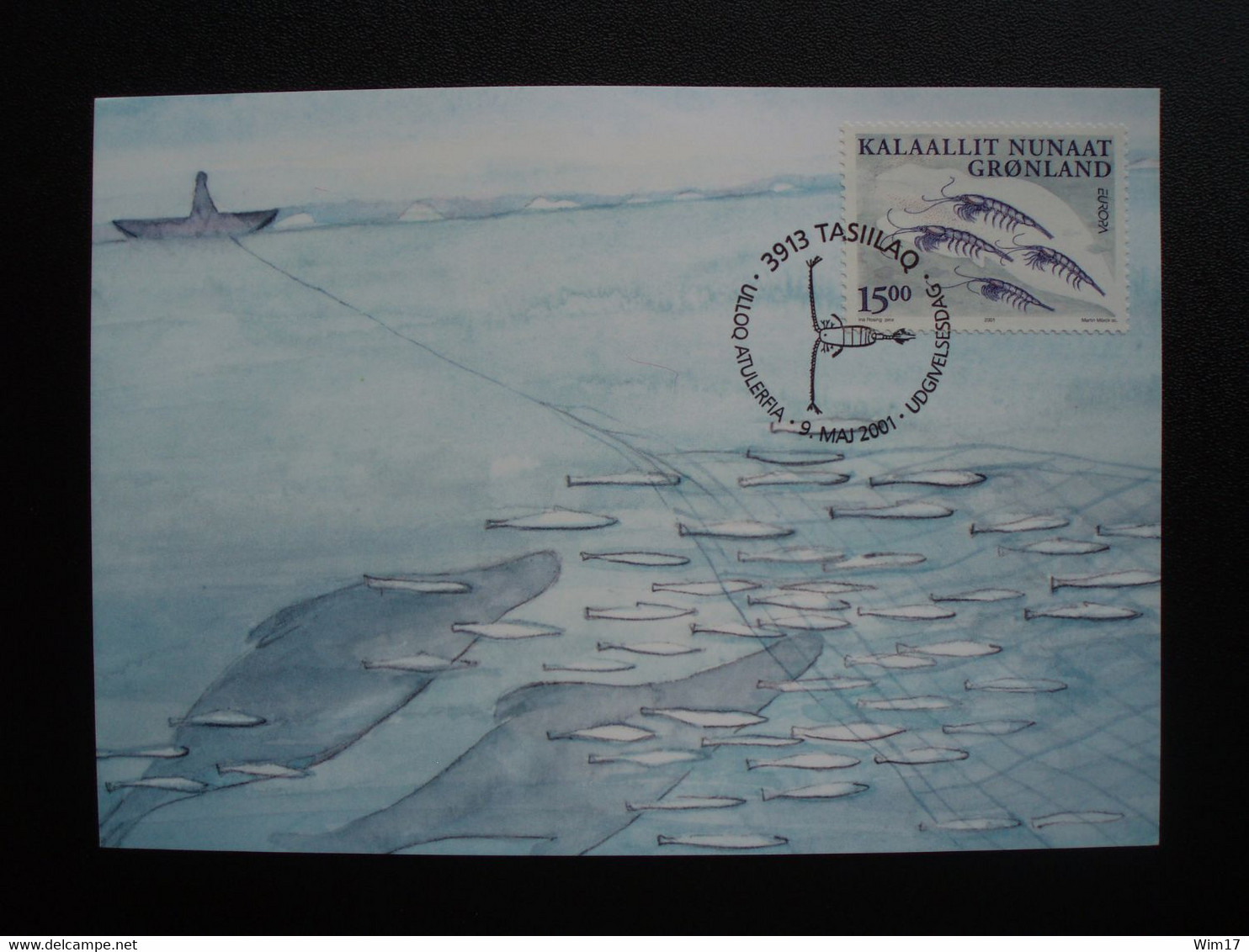 GREENLAND 2001 EUROPA CEPT MAXIMUM CARD GRONLAND GROENLAND VISSEN FISH - Cartes-Maximum (CM)