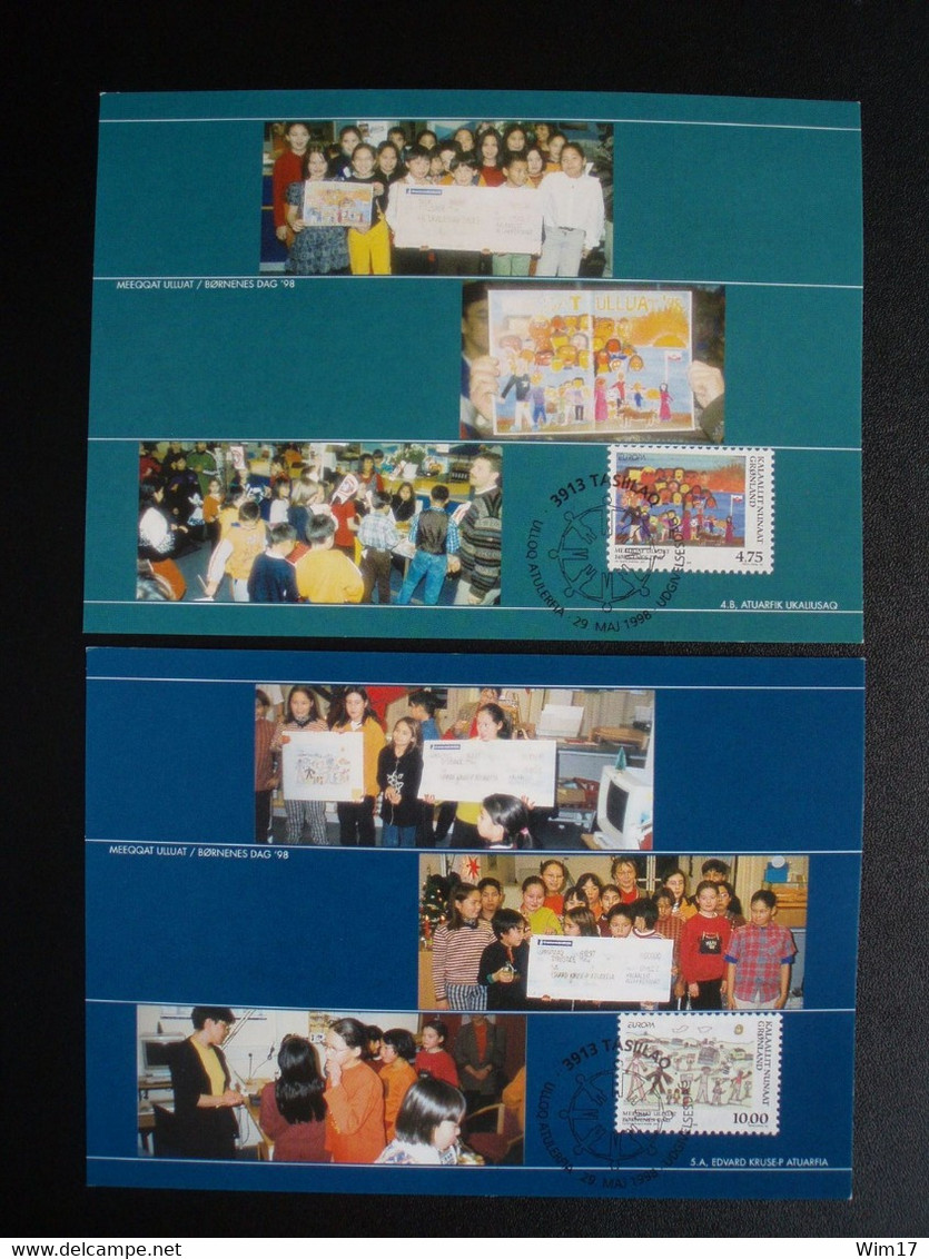 GREENLAND 1998 EUROPA CEPT SET OF 2 MAXIMUM CARDS GRONLAND GROENLAND - Cartas Máxima