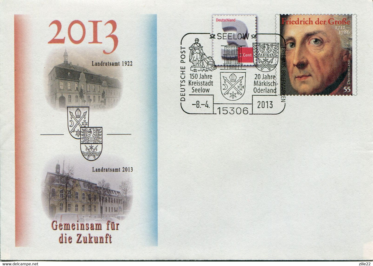 Germany Deutschland Postal Stationery - Cover - Friedrich Der Große Design - City Anniversary Seelow - Sobres Privados - Usados