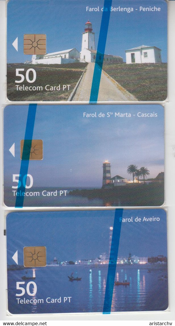 PORTUGAL 2001 FAROL LIGHTHOUSE MINT IN BLISTER SET OF 3 CARDS - Lighthouses