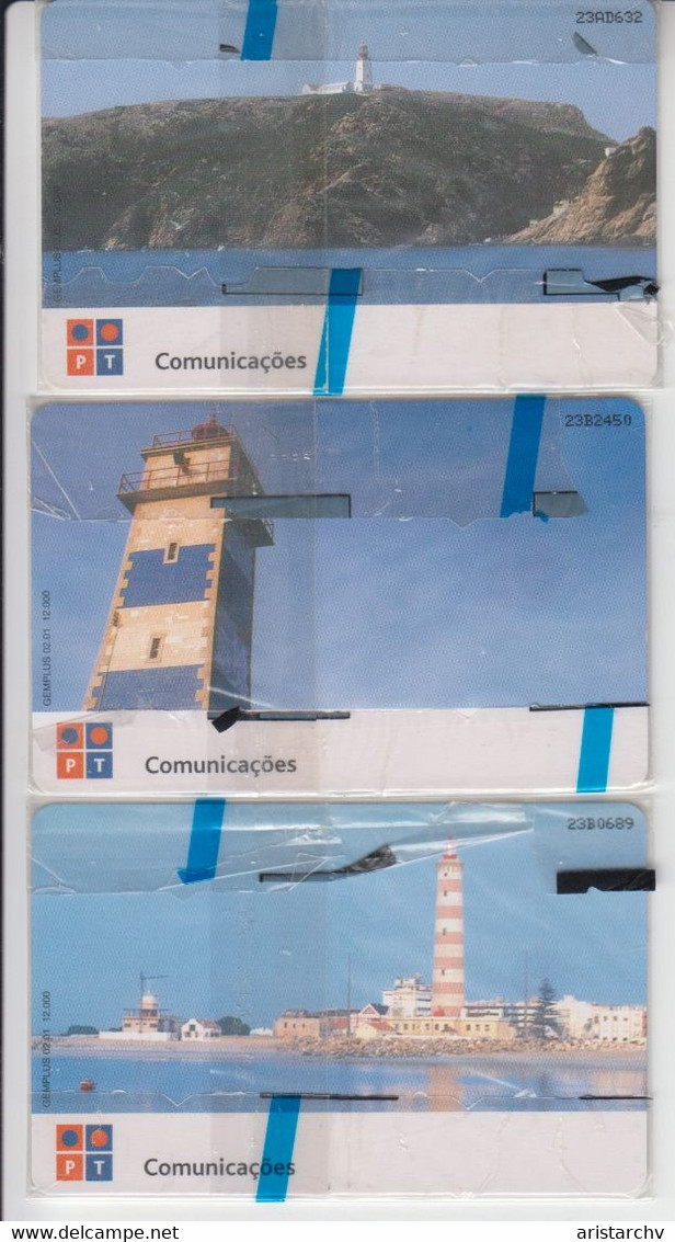 PORTUGAL 2001 FAROL LIGHTHOUSE MINT IN BLISTER SET OF 3 CARDS - Phares
