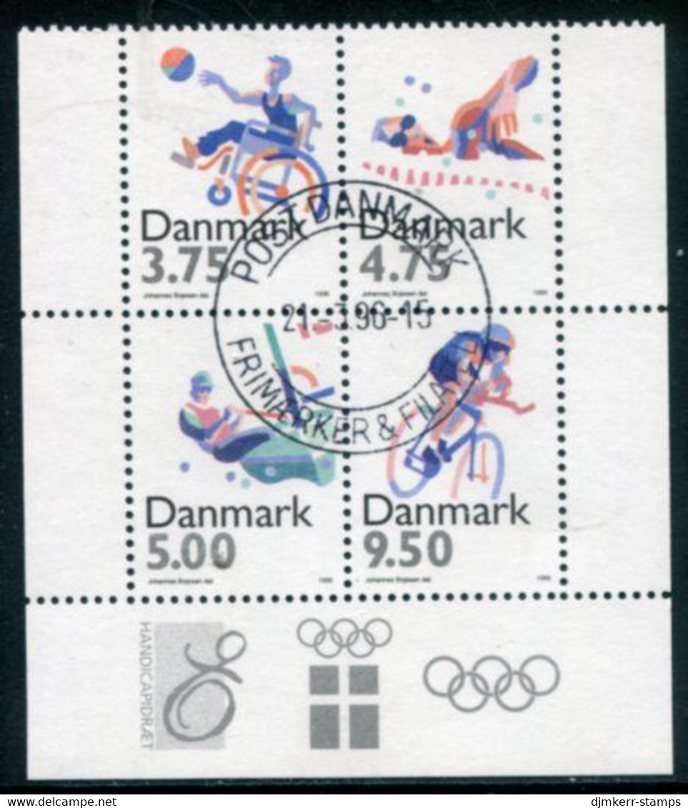 DENMARK 1996 Disabled Sports Se-tenant Block Ex Booklet Used.  Michel 1120-23 - Usado
