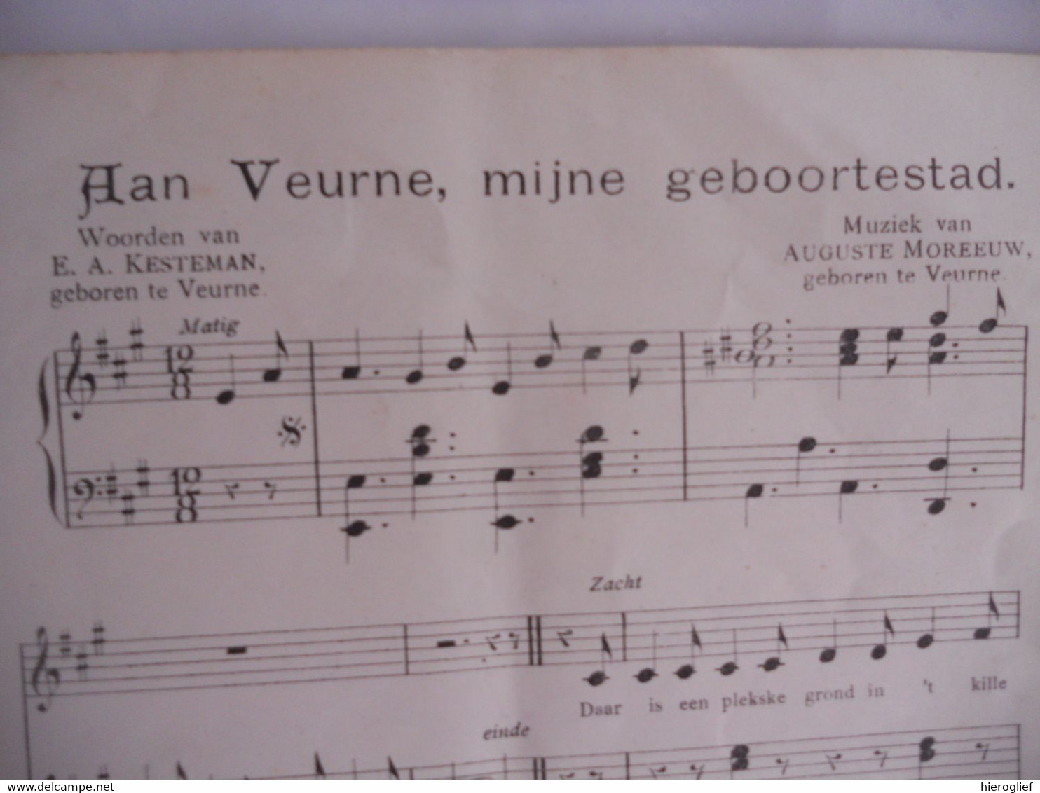 Twaalf Vlaamsche Liederen - Muziek van Auguste Moreeuw Brugge muziek tekst De Bo Kesteman Veurne Devos zang Vlaanderen