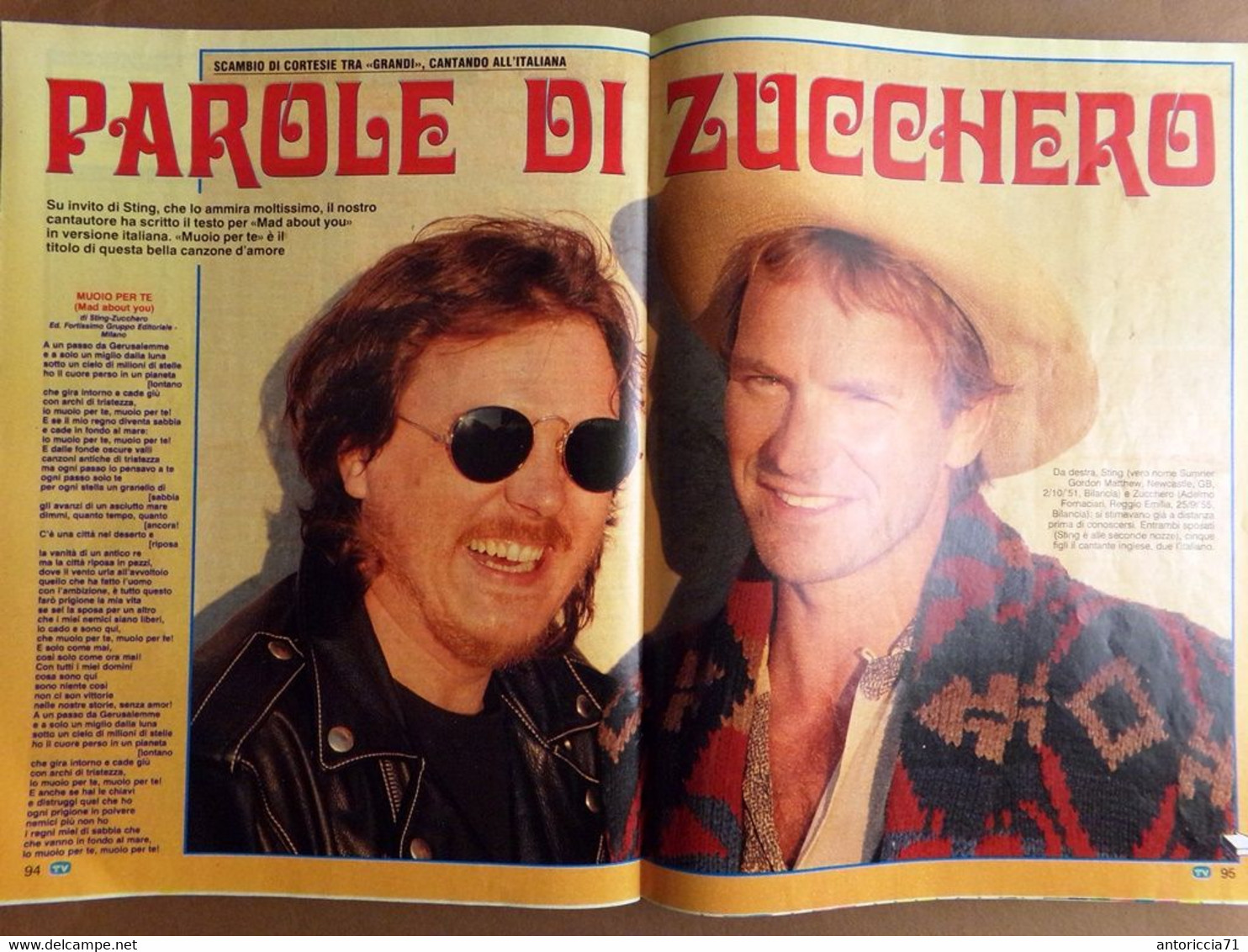 Sorrisi E Canzoni 19 Maggio 1991 Zucchero Sting Edward Forbice Telegatti De Niro - Televisión