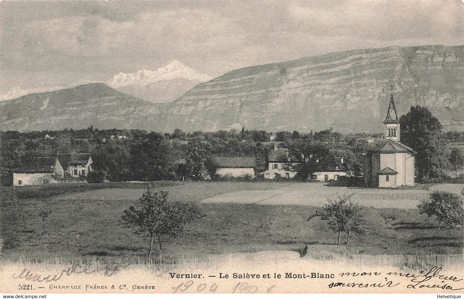 Vernier Le Salève Et Le Mont Blanc 1903 - Vernier