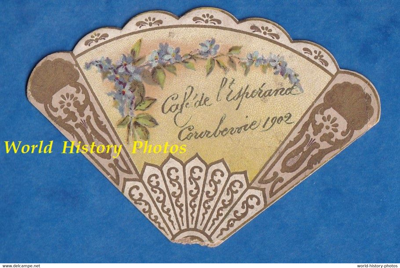 Calendrier Publicitaire De 1902 - COURBEVOIE - Café De L' Espérance - Une Partie Manquante - Eventail - Petit Format : 1901-20