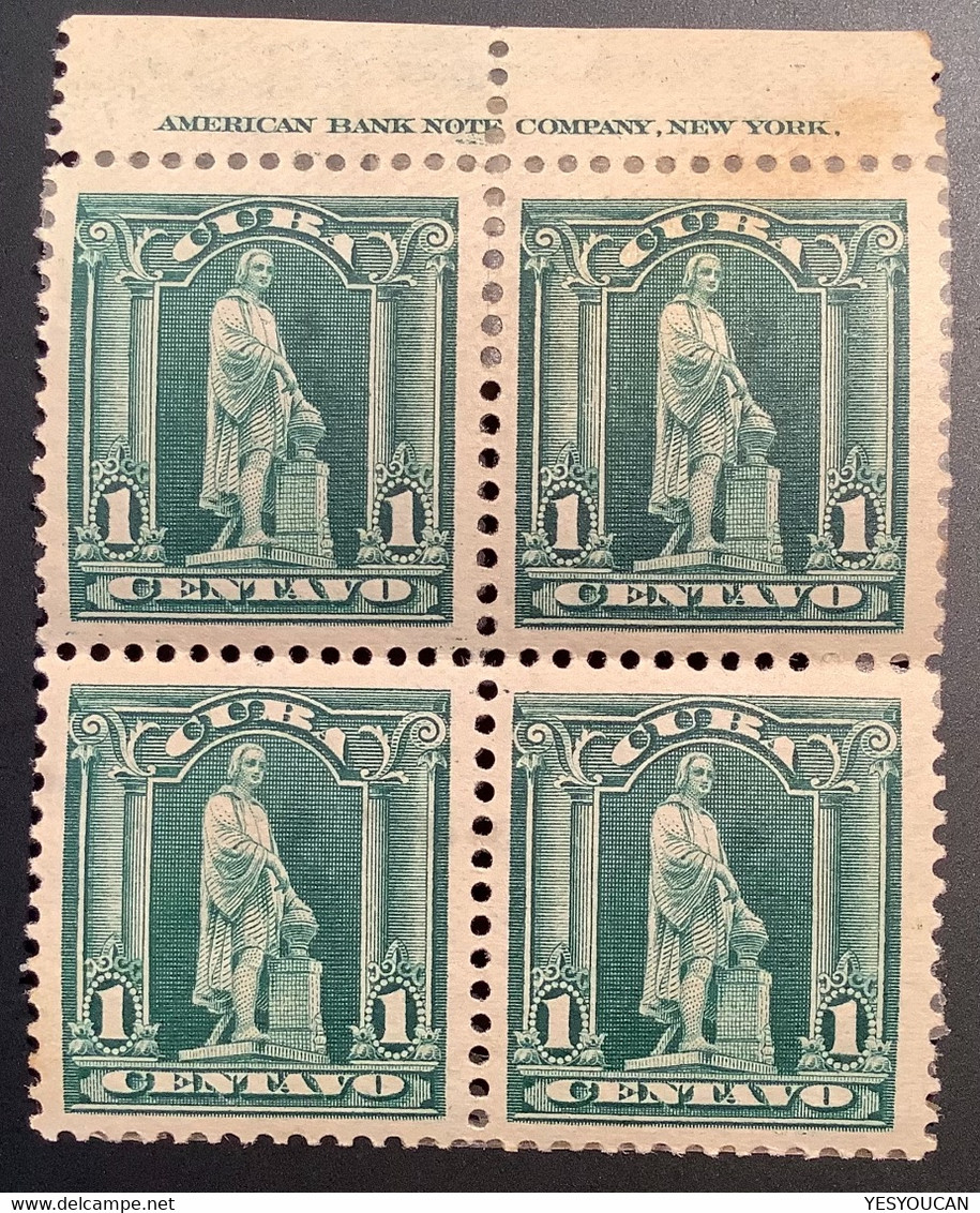 Cuba Republic Scott 233 XF RARE GEM CENTERING 1905 1c Green Unused * Bloc Of Four AMERICAN BANK NOTE NEW YORK - Unused Stamps