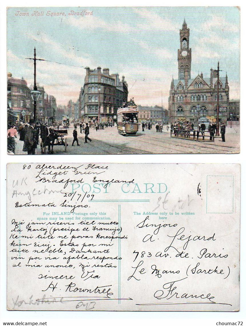 (Royaume-Uni) Angleterre Yorkshire 013, Bradford, Valentine's, Town Hall Square, Tramway - Bradford