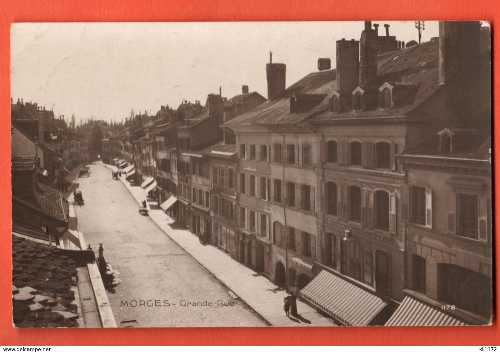 ZRC-09  Morges Sepia  Grande Rue . Cachet Tolochenaz 1914 - Morges