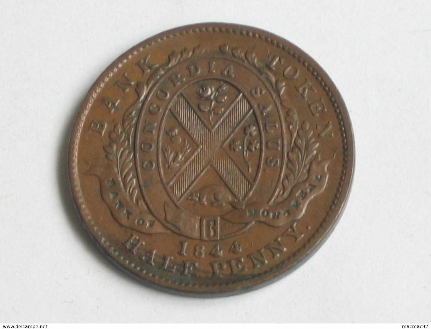 CANADA - Province Of Canada-Bank Of Montréal - Bank Token Half Penny -1844   **** EN ACHAT IMMEDIAT **** - Canada