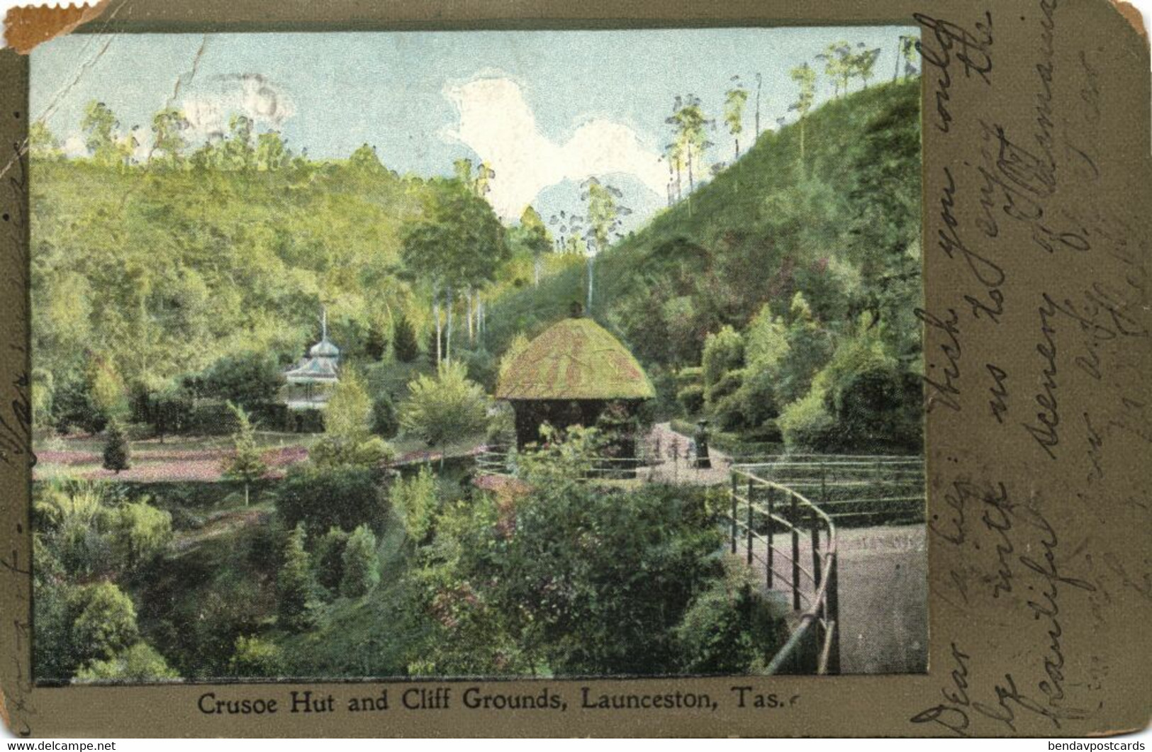 Australia, TAS, LAUNCESTON, Crusoe Hut And Cliff Grounds (1905) Postcard - Lauceston