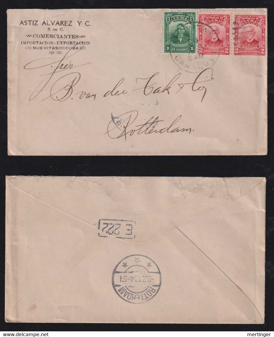 Kuba Cuba 1924 Cover NUEVITAS X ROTTERDAM Netherlands - Storia Postale