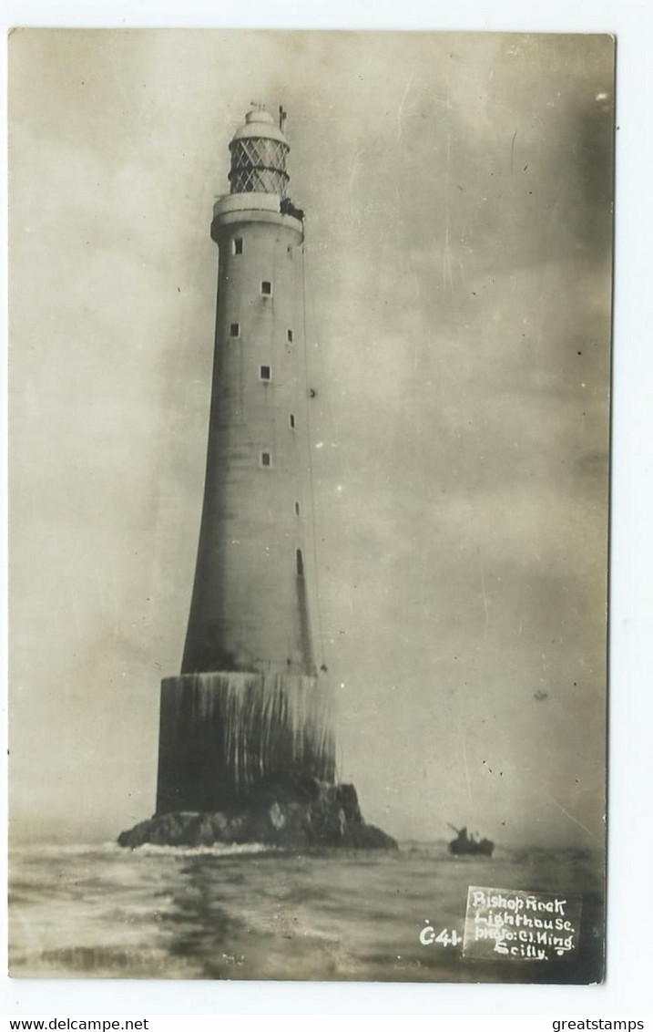 Postcard Rp Scilly Isles Bishop Rock Lighthouse  . Original Unused G .j.king - Scilly Isles