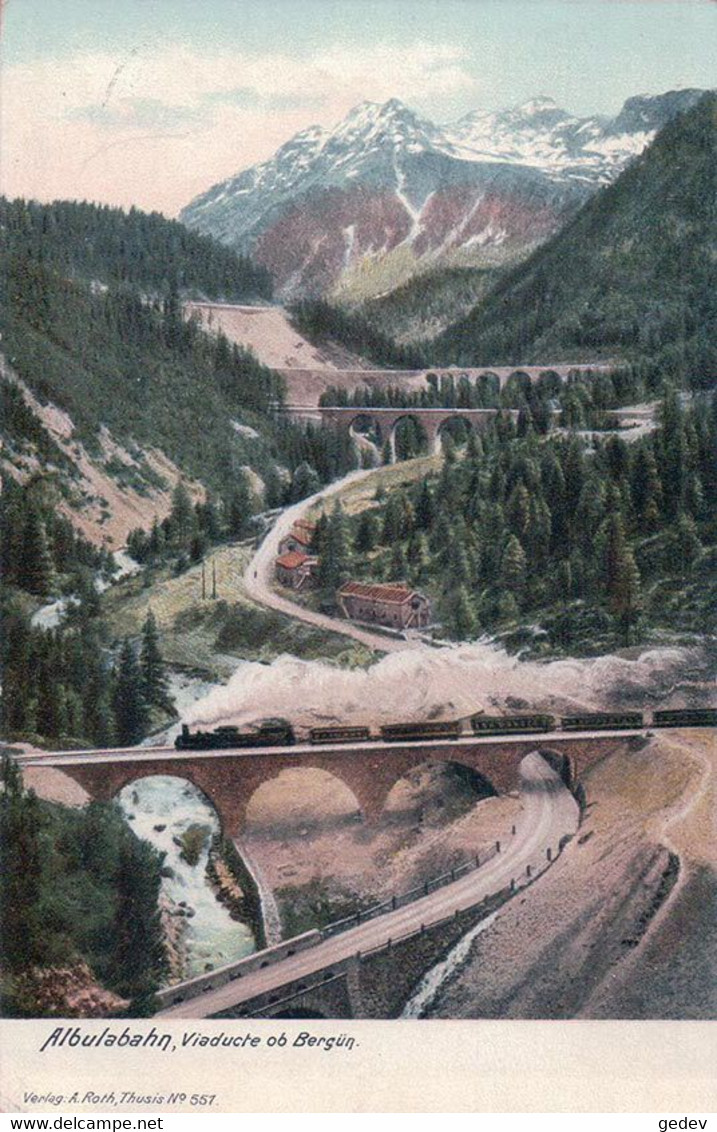 Albulabahn GR, Viaducte Ob Bergün, Chemin De Fer Et Train à Vapeur (557) - Bergün/Bravuogn