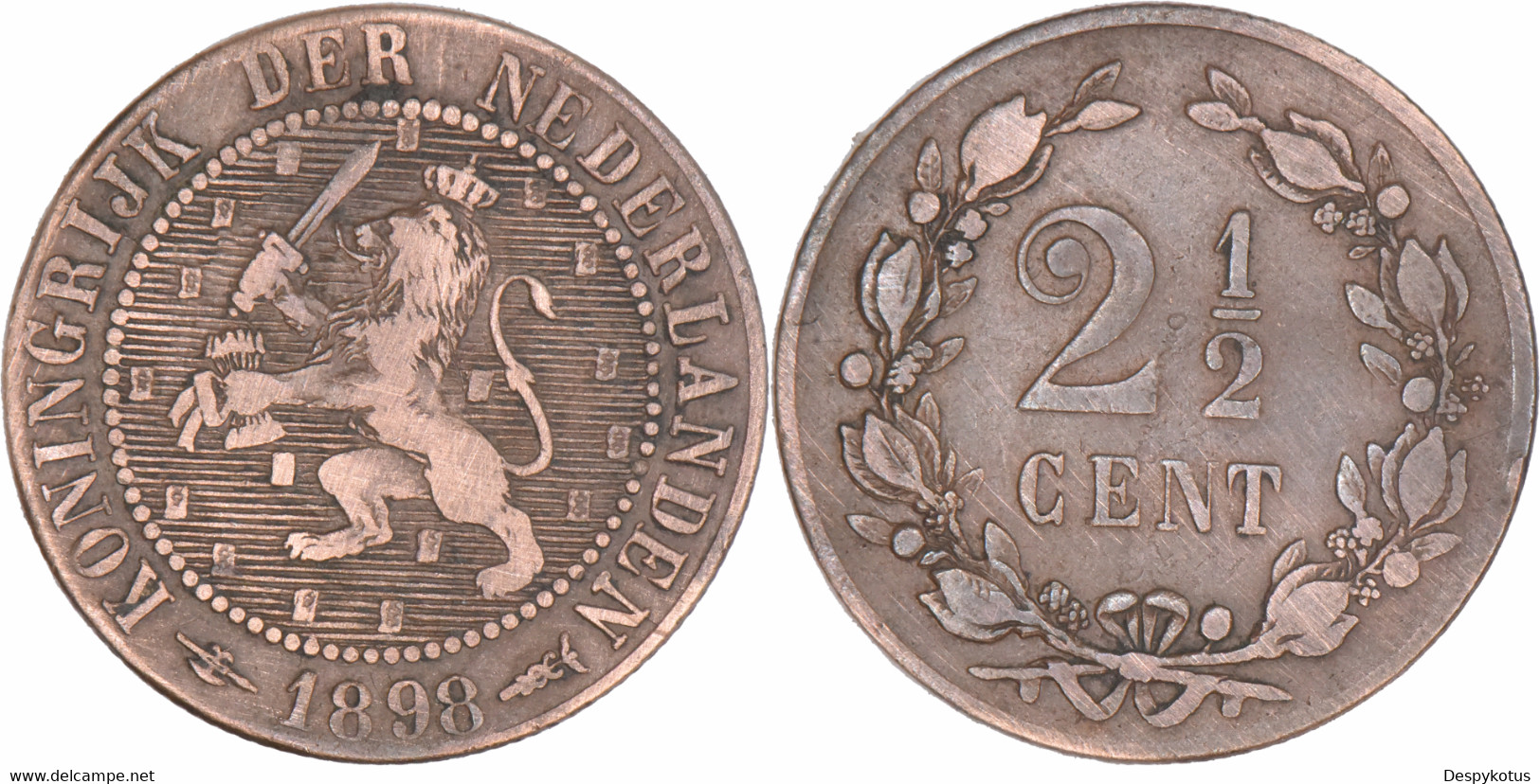 Pays-Bas - 1898 - 2 1/2 Cent - Wilhelmina - KM#108 - 06-039 - 2.5 Centavos