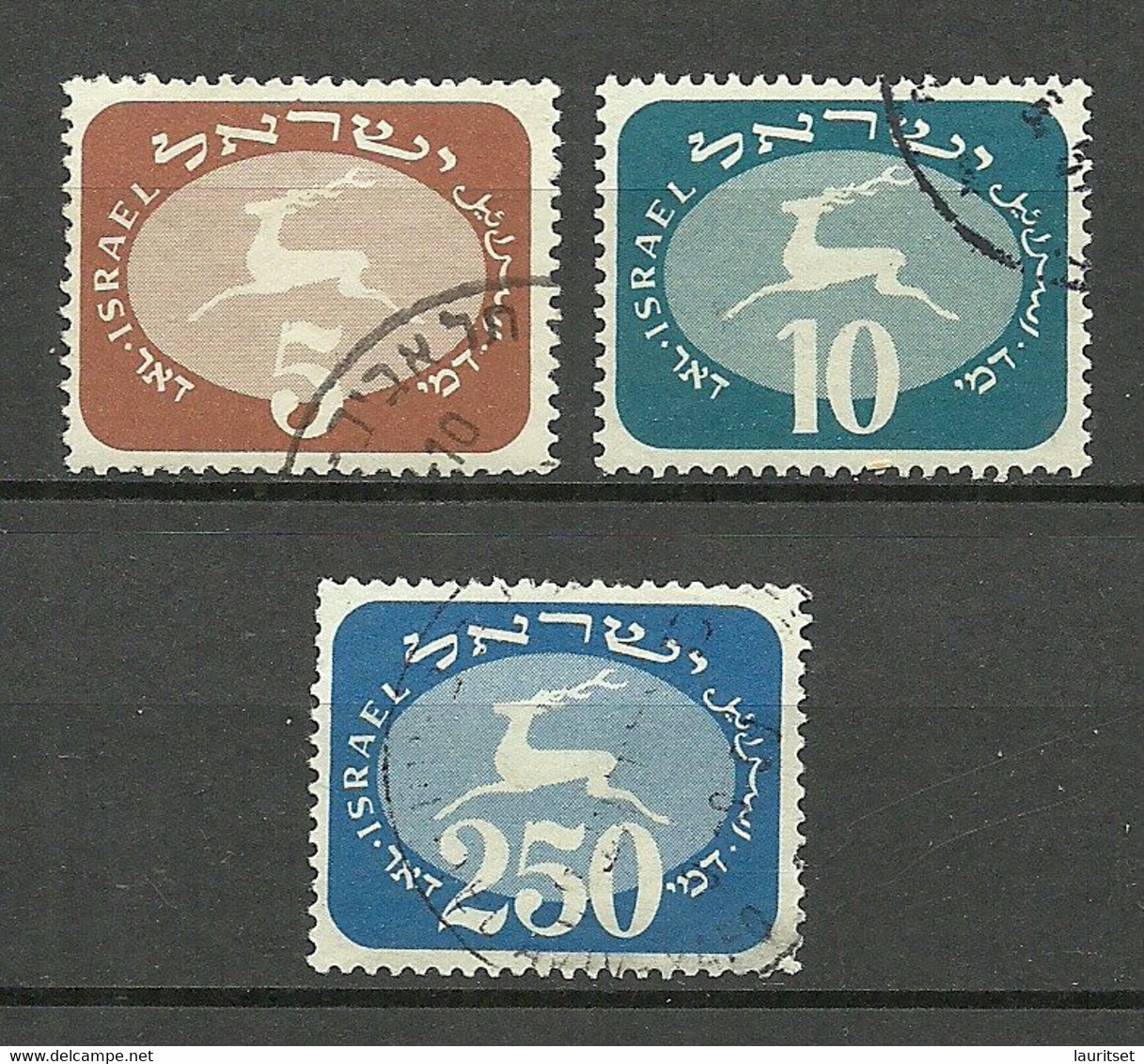 ISRAEL 1948 Michel 12 - 13 & 20 Porto Postage Due O - Segnatasse