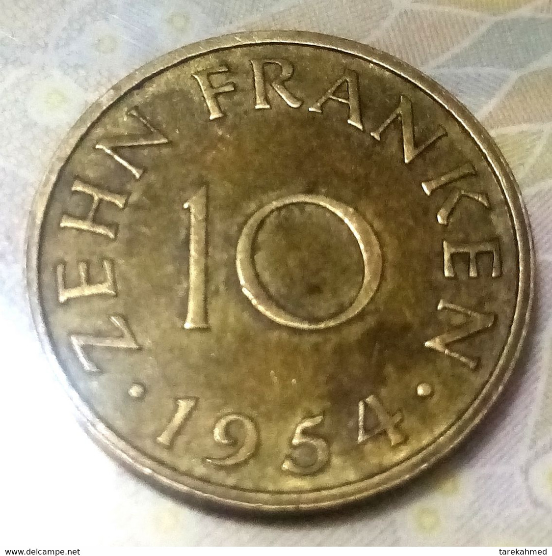 SAARLAND (German State) - 10 FRANKEN - 1954 , Agomeza - 10 Francos