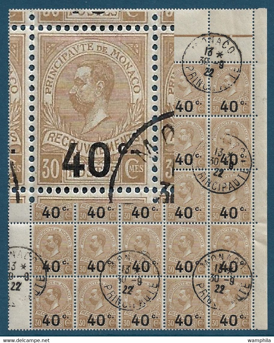 Monaco Taxe N°12 Un Bloc De 25 Oblitéré RARE. - Postage Due