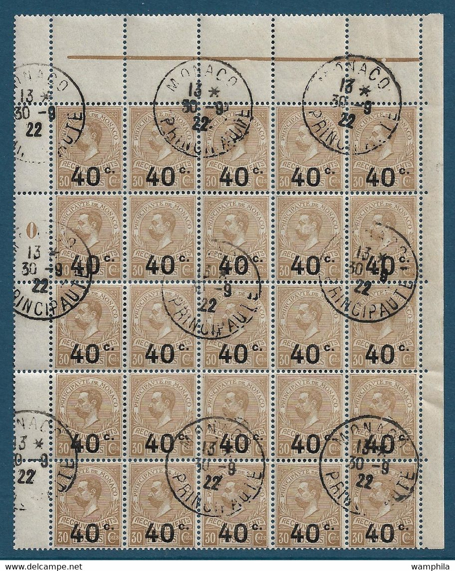 Monaco Taxe N°12 Un Bloc De 25 Oblitéré RARE. - Postage Due