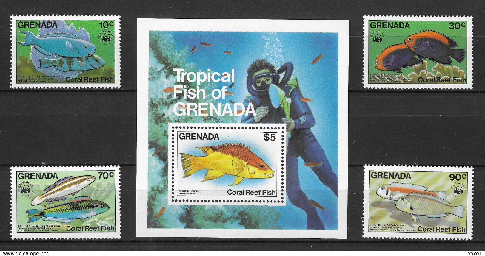 Grenada 1984 MiNr. Bl. 126 Coral Reef Fish Spanish Hogfish Diving  WWF S\sh  MNH** 10,00 € - Diving